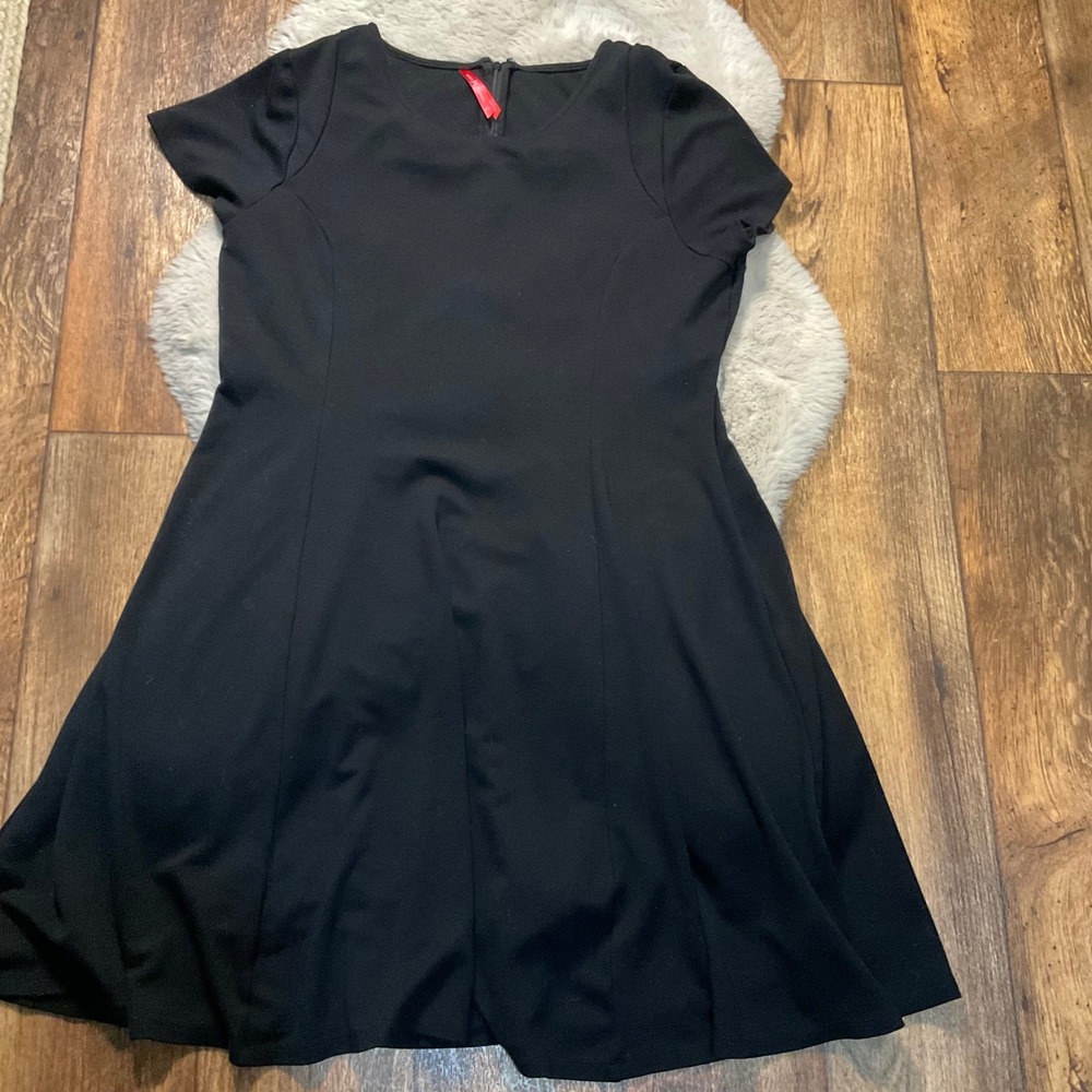 Ruby Ribbon Dress XXL‎ Black A-Line Short Sleeve Ponte Knit Built In Shapewear